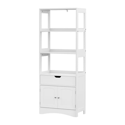 Artiss Bathroom Floor Storage Cabinet with 2 Drawers 3 Open Shelves 2 Doors White-Furniture &gt; Bathroom &gt; Bathroom Cabinets, Cupboards &amp; Storage-PEROZ Accessories