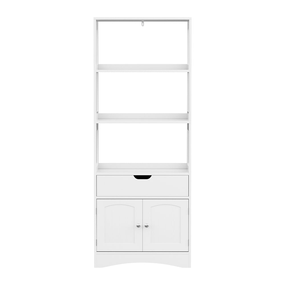 Artiss Bathroom Floor Storage Cabinet with 2 Drawers 3 Open Shelves 2 Doors White-Furniture &gt; Bathroom &gt; Bathroom Cabinets, Cupboards &amp; Storage-PEROZ Accessories