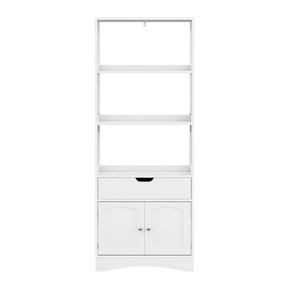 Artiss Bathroom Floor Storage Cabinet with 2 Drawers 3 Open Shelves 2 Doors White-Furniture &gt; Bathroom &gt; Bathroom Cabinets, Cupboards &amp; Storage-PEROZ Accessories