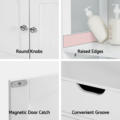 Artiss Bathroom Floor Storage Cabinet with 2 Drawers 3 Open Shelves 2 Doors White-Furniture &gt; Bathroom &gt; Bathroom Cabinets, Cupboards &amp; Storage-PEROZ Accessories