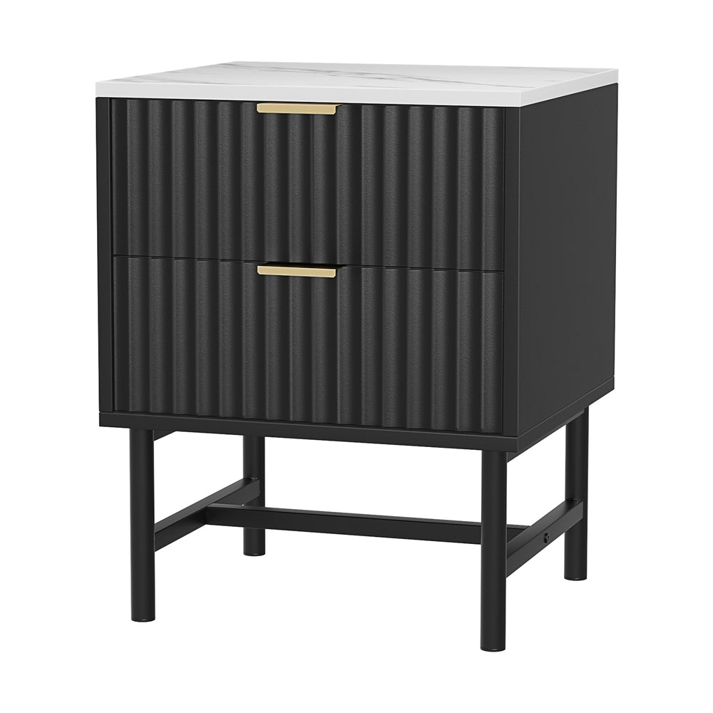 Artiss Bedside Table 2 Drawers - Black-Furniture &gt; Bedroom-PEROZ Accessories