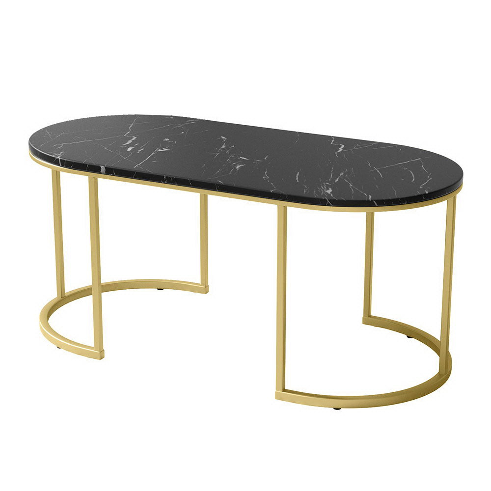 Artiss Coffee Table Marble Effect Black-Furniture &gt; Living Room-PEROZ Accessories