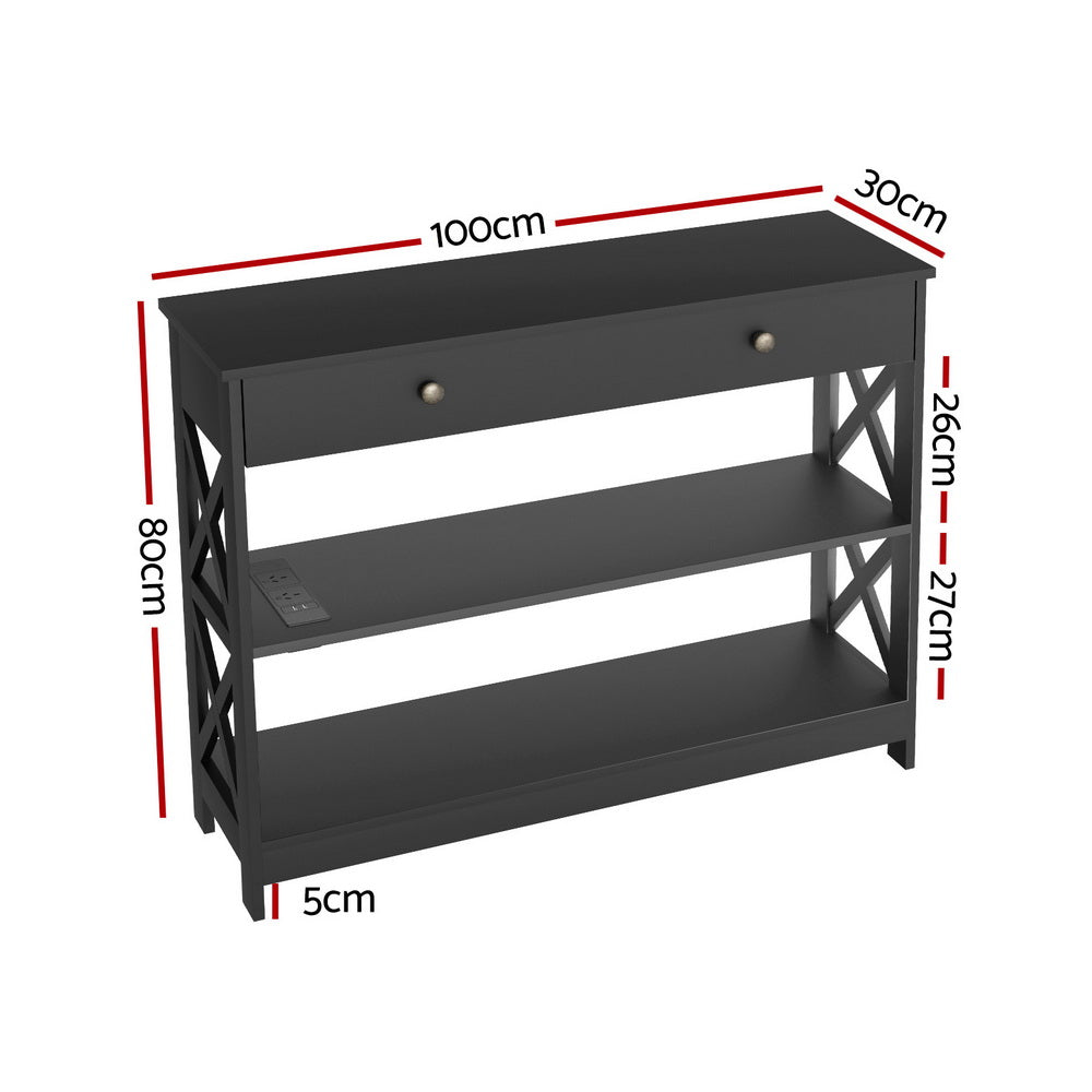 Artiss Console Table 3-tier USB Outlets-Furniture &gt; Living Room &gt; Side Tables-PEROZ Accessories