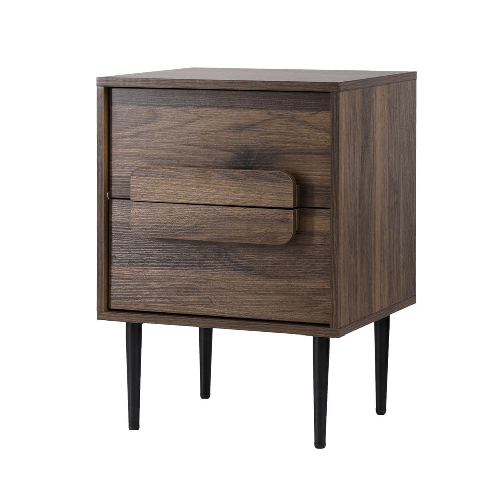 Artiss Bedside Table Nightstand 2 Drawers - Walnut-BedSide Tabless-PEROZ Accessories