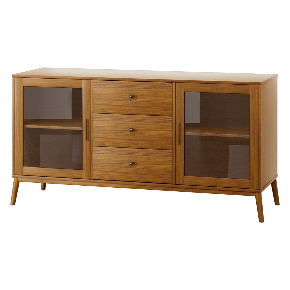 Artiss Buffet Sideboard Glass Doors - Oak-Furniture &gt; Living Room-PEROZ Accessories