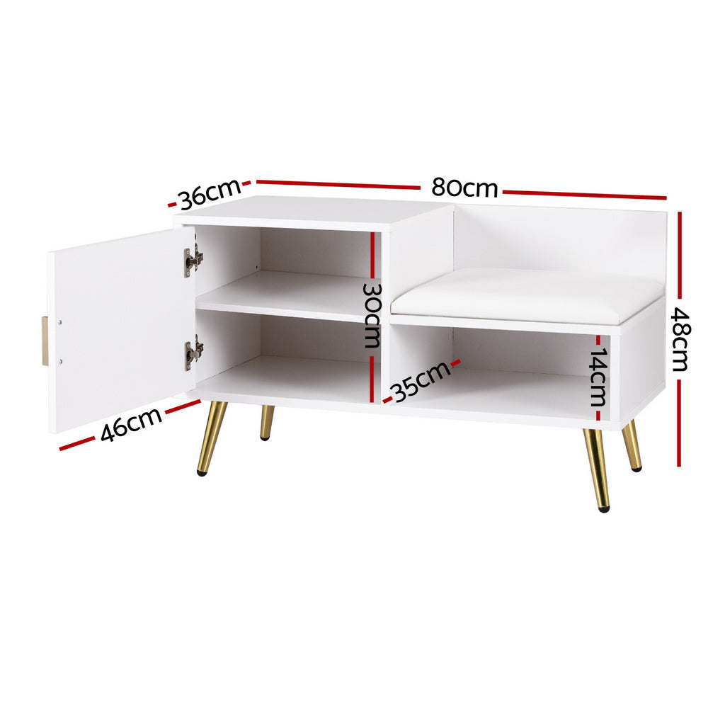 Artiss Shoe Rack Cabinet Bench 6 Pairs White-Furniture &gt; Living Room &gt; Shoe Storage-PEROZ Accessories