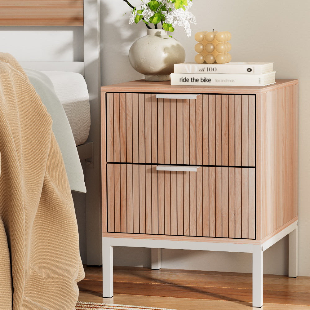 Artiss Bedside Table Drawers Side End Table Storage Cabinet Nightstand Pine LURA-Furniture &gt; Bedroom-PEROZ Accessories