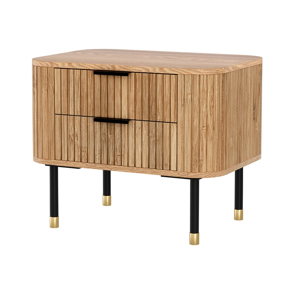 Artiss Bedside Table 2 Drawers Paulownia Wood Pine-Furniture &gt; Bedroom &gt; Bedside Tables-PEROZ Accessories