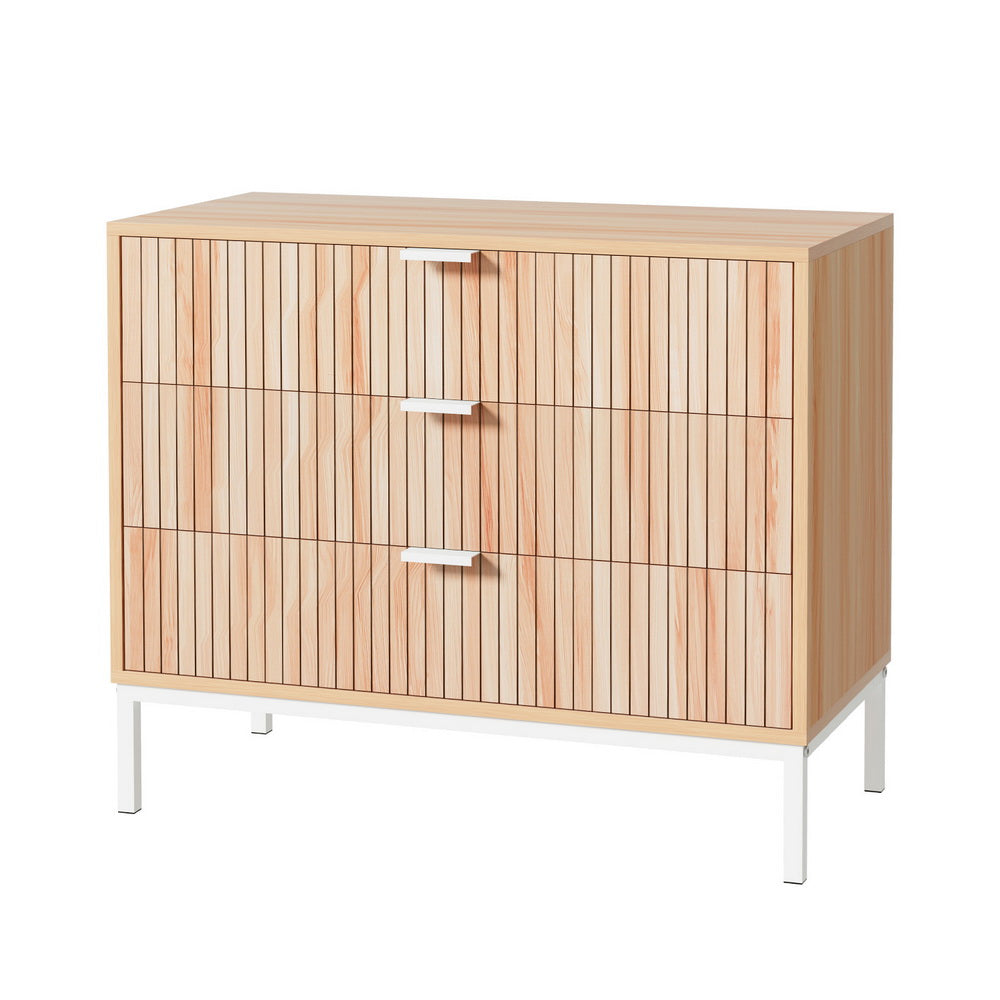 Artiss 3 Chest of Drawers - LURA Pine-Furniture &gt; Bedroom-PEROZ Accessories