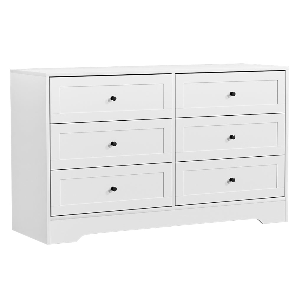 Artiss 6 Chest of Drawers - LEIF White-Furniture &gt; Bedroom-PEROZ Accessories