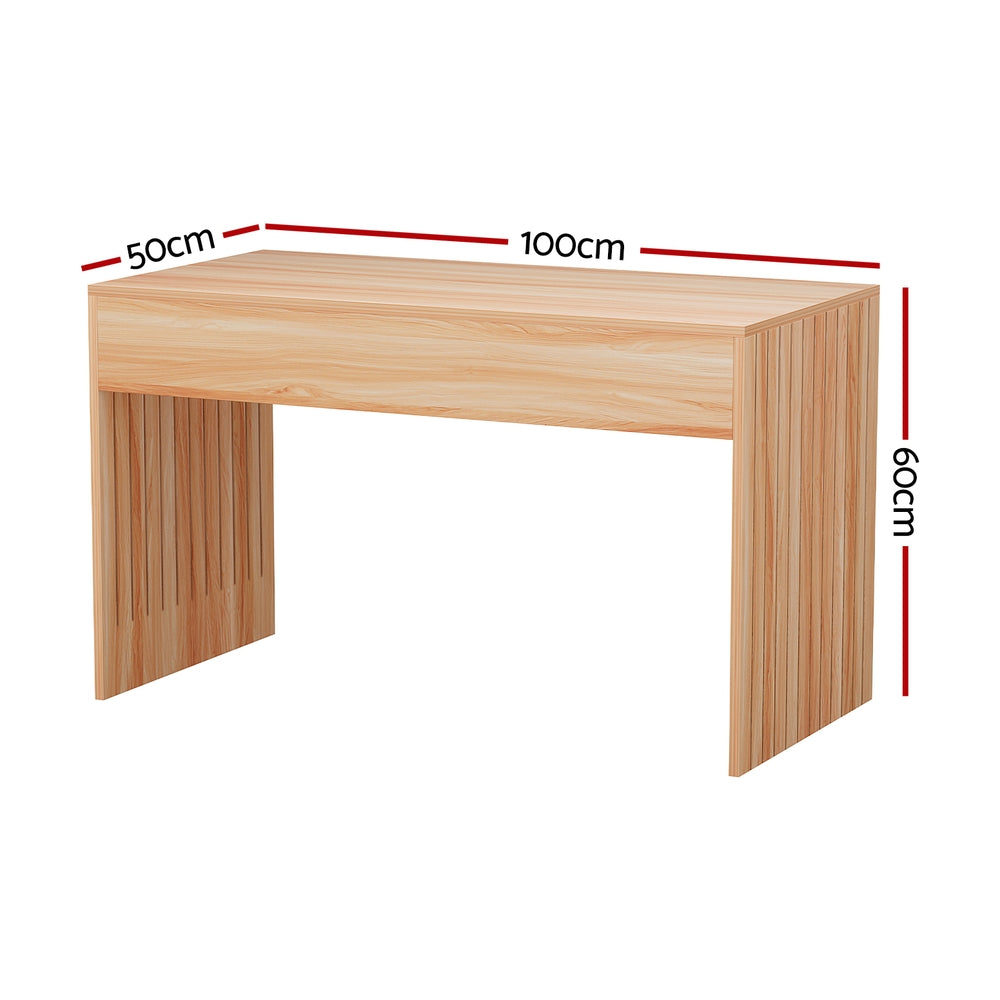 Artiss Coffee Table Rectangle Fluted Side 100CM-Furniture &gt; Bedroom-PEROZ Accessories