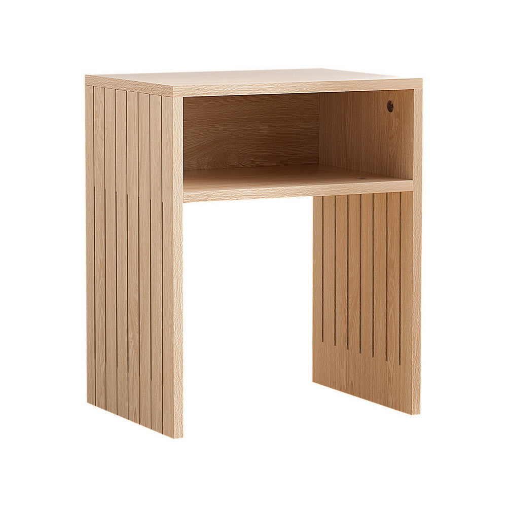 Artiss Coffee Table Storage Shelf Fluted Side Pine-Furniture &gt; Living Room &gt; Coffee Tables-PEROZ Accessories