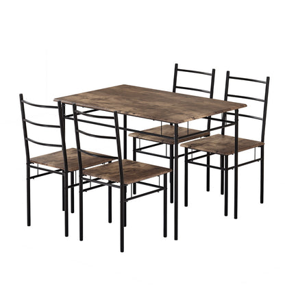 Artiss Dining Table and Chairs Set 5PCS Industrial Wooden Metal Desk Walnut-Furniture &gt; Dining-PEROZ Accessories