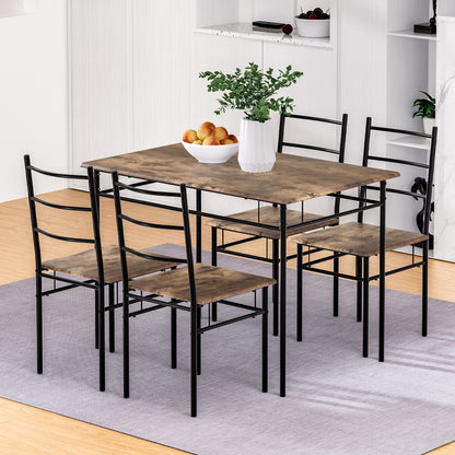 Artiss Dining Table and Chairs Set 5PCS Industrial Wooden Metal Desk Walnut-Furniture &gt; Dining-PEROZ Accessories