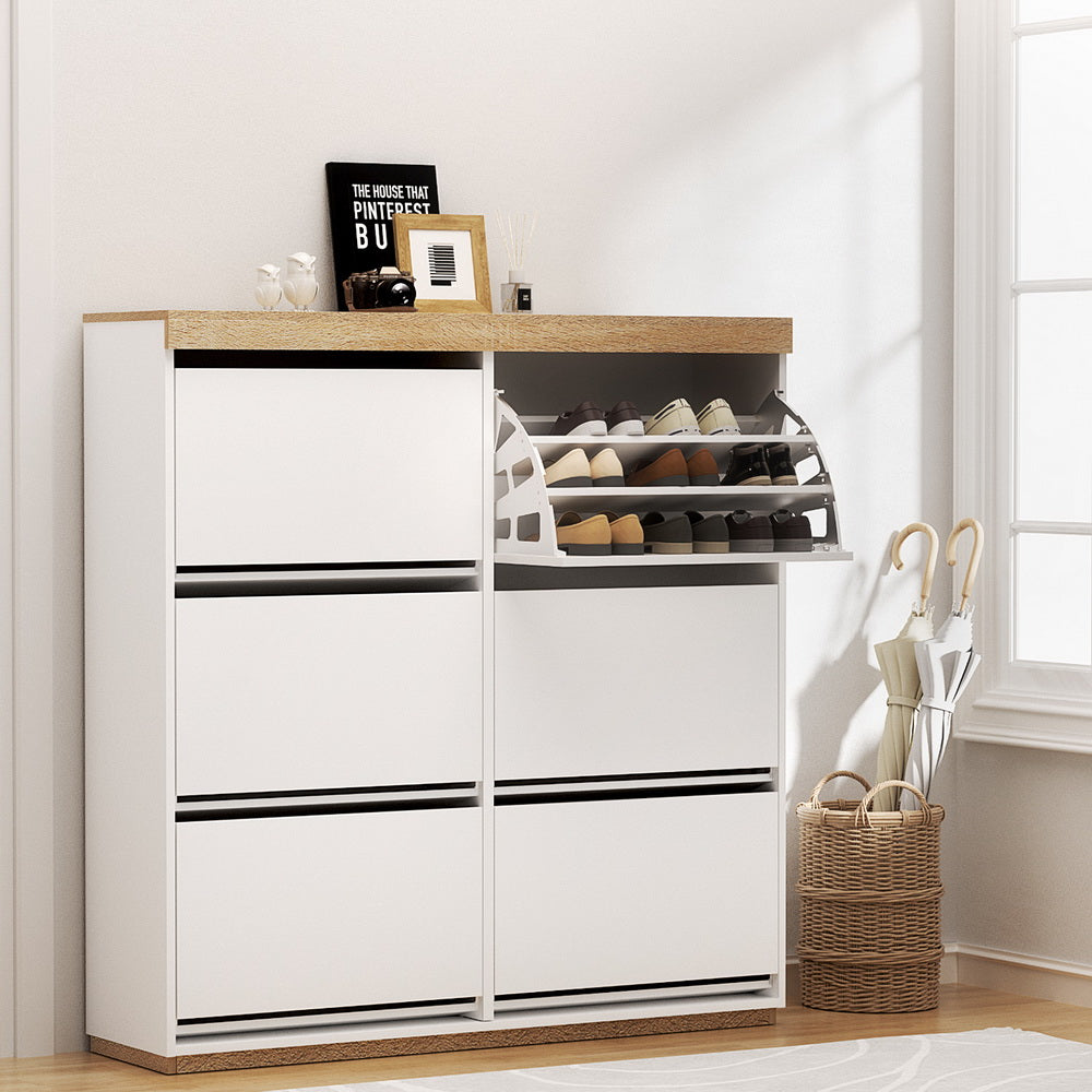 Artiss Shoe Rack Cabinet 3-Tier 45 Pairs White-Furniture &gt; Living Room &gt; Shoe Storage-PEROZ Accessories