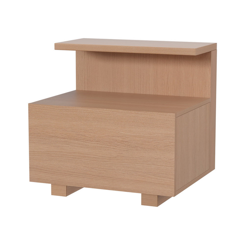 Artiss Bedside Table 1 Drawer - Pine-BedSide Tabless-PEROZ Accessories