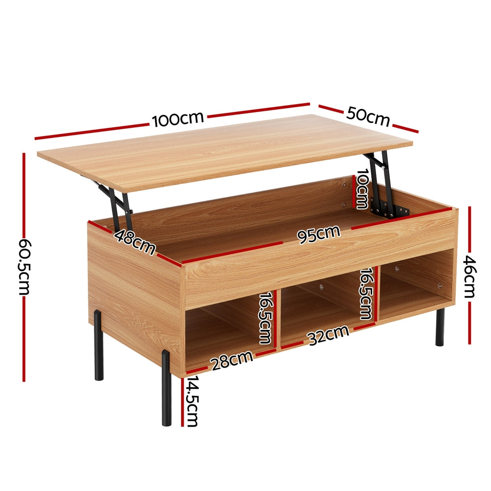 Artiss Coffee Table Lift-top Oak-Furniture &gt; Living Room-PEROZ Accessories