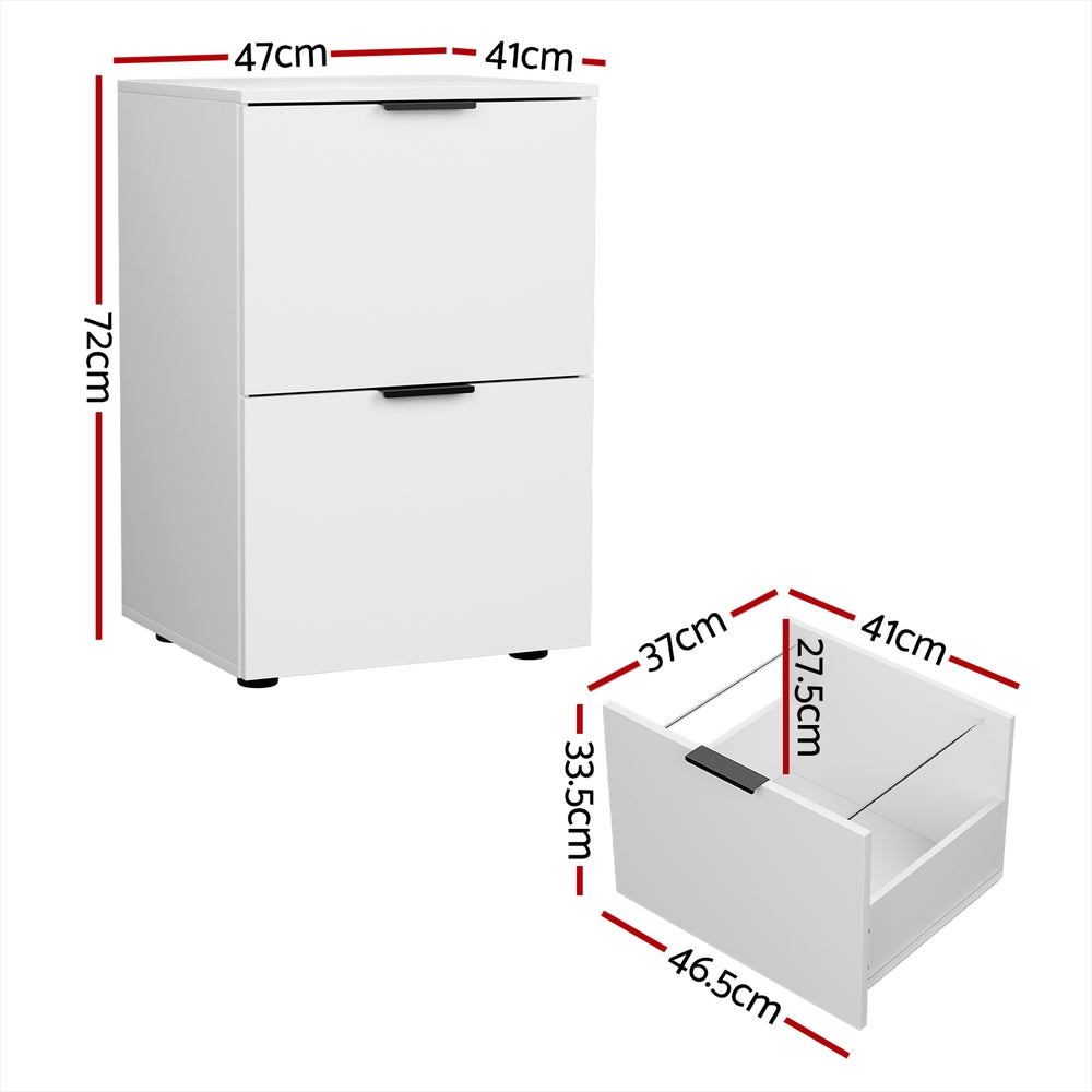 Artiss Filing Cabinet Files Storage Office Shelves File Organiser White 2 Drawer-Furniture &gt; Office-PEROZ Accessories