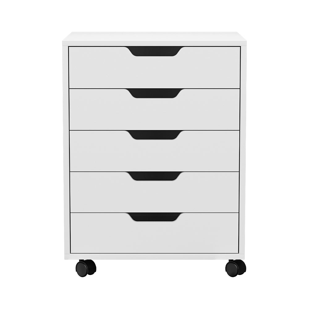 Artiss 5-Drawer Filing Cabinet Mobile Rolling Storage Cabinet Chest of Drawers Stand White-Furniture &gt; Office-PEROZ Accessories