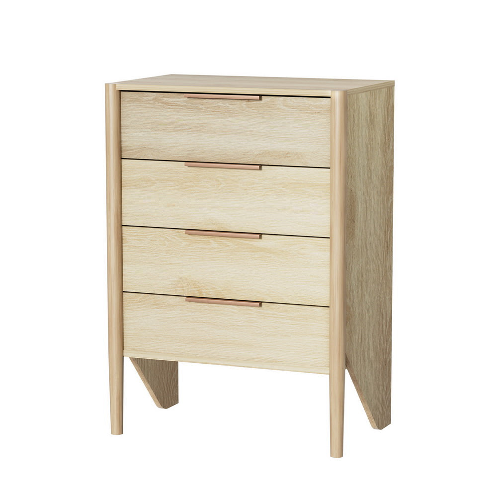 Artiss 4 Chest of Drawers - INEZ Oak-Furniture &gt; Bedroom-PEROZ Accessories