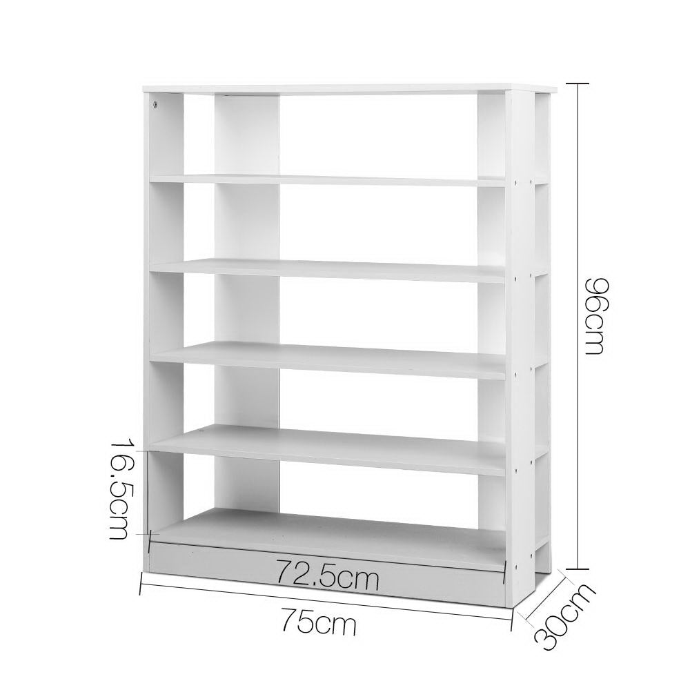 Artiss Shoe Rack Cabinet 30 Pairs 6-Tier Shelf White-Shoe Storage Cabinets-PEROZ Accessories