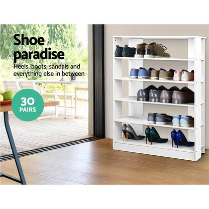 Artiss Shoe Rack Cabinet 30 Pairs 6-Tier Shelf White-Shoe Storage Cabinets-PEROZ Accessories