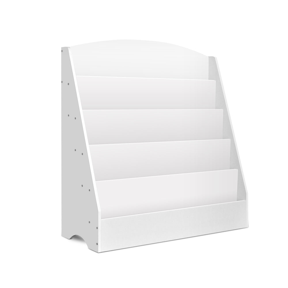 Keezi 5 Tiers Kids Bookshelf Magazine Shelf Organiser Bookcase Display Rack White-Bookcases &amp; Shelves-PEROZ Accessories