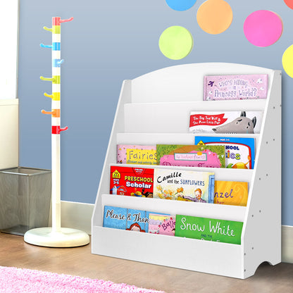 Keezi 5 Tiers Kids Bookshelf Magazine Shelf Organiser Bookcase Display Rack White-Bookcases &amp; Shelves-PEROZ Accessories