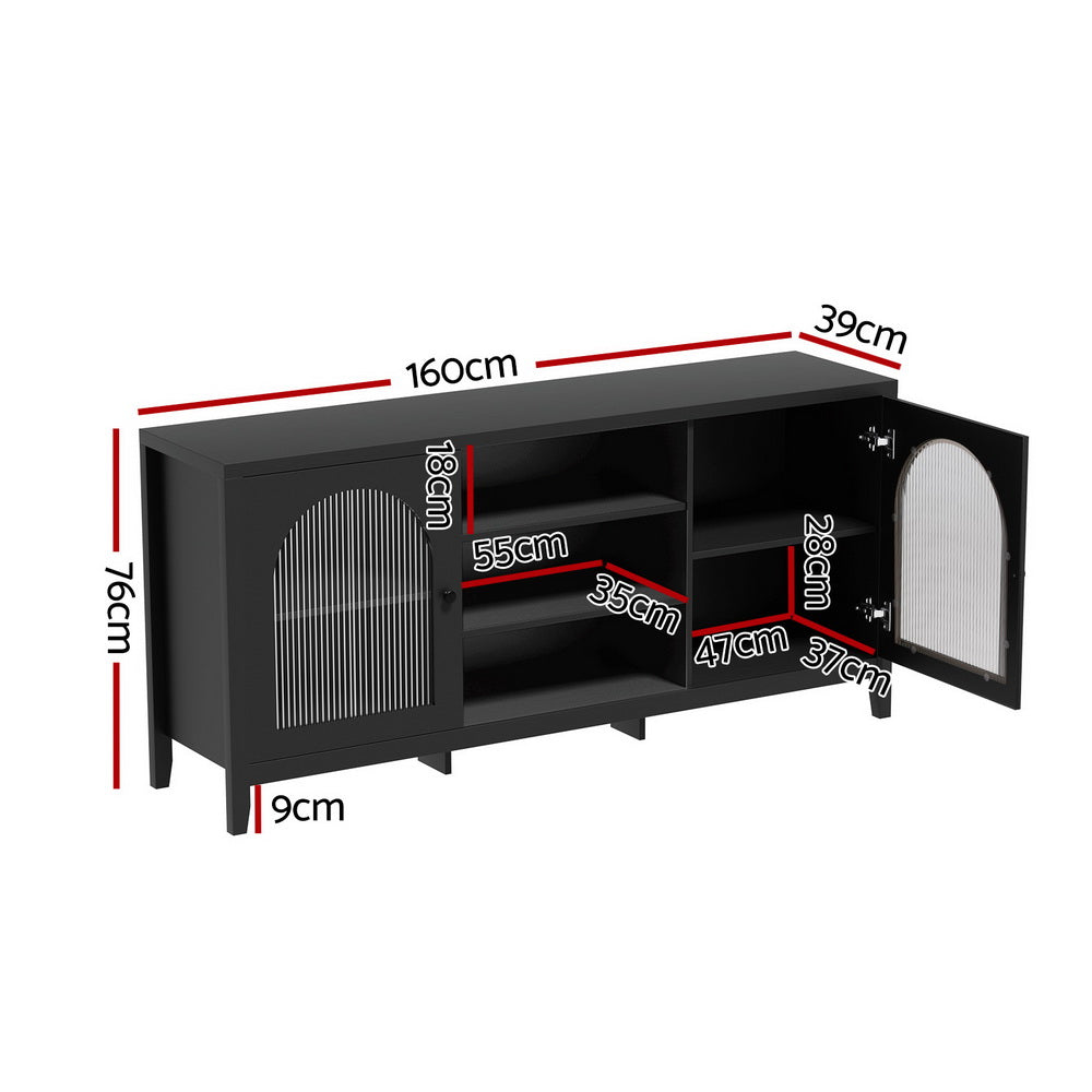 Artiss Buffet Sideboard Shelves Double Doors - Black-Furniture &gt; Living Room-PEROZ Accessories