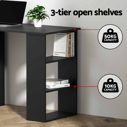 Artiss Computer Desk Drawer Shelf Cabinet Black 120CM-Office Desks-PEROZ Accessories