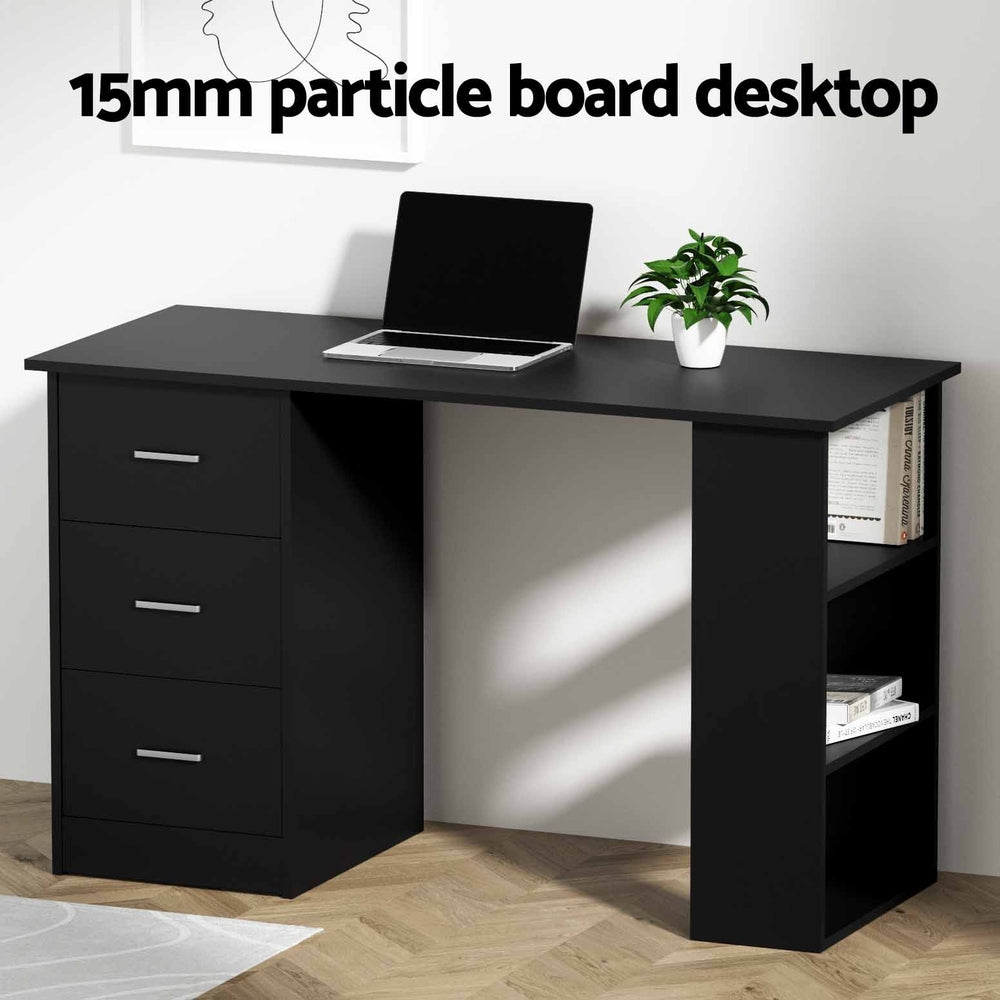 Artiss Computer Desk Drawer Shelf Cabinet Black 120CM-Office Desks-PEROZ Accessories