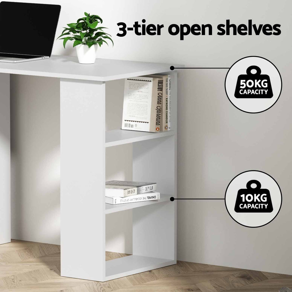 Artiss Computer Desk Drawer Shelf Cabinet White 120CM-Office Desks-PEROZ Accessories