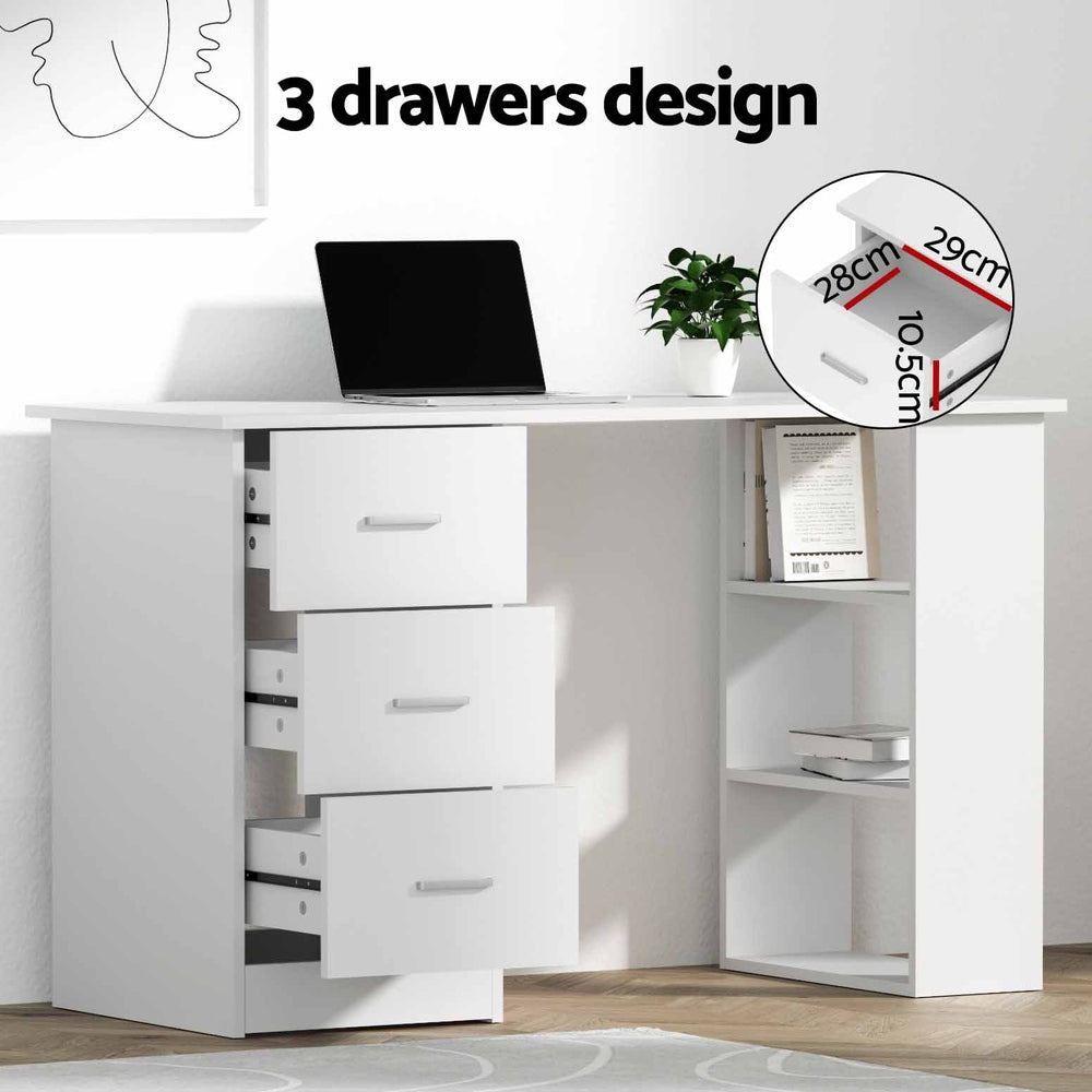 Artiss Computer Desk Drawer Shelf Cabinet White 120CM-Office Desks-PEROZ Accessories