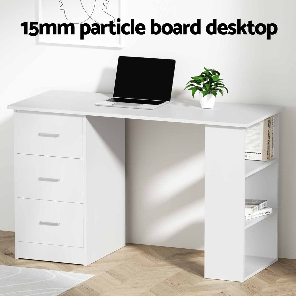 Artiss Computer Desk Drawer Shelf Cabinet White 120CM-Office Desks-PEROZ Accessories