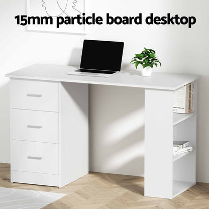 Artiss Computer Desk Drawer Shelf Cabinet White 120CM-Office Desks-PEROZ Accessories