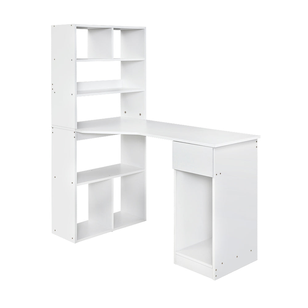 Artiss Computer Desk Bookshelf Drawer Cabinet White 120CM-Office Desks-PEROZ Accessories