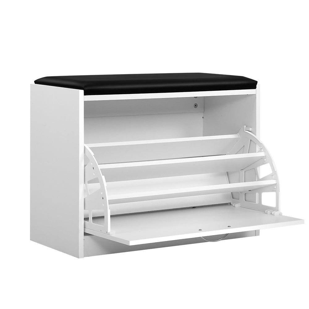 Artiss Shoe Cabinet Bench Shoes Storage Rack Organiser Drawer White 15 Pairs-Furniture &gt; Living Room-PEROZ Accessories