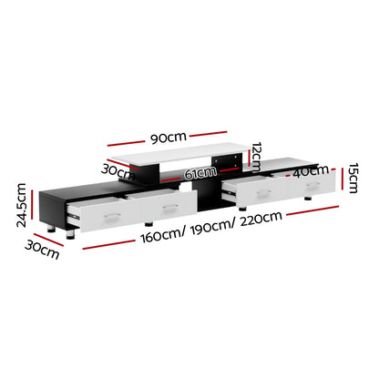 Artiss TV Cabinet Entertainment Unit Extendable 160CM To 220CM-Entertainment Units-PEROZ Accessories