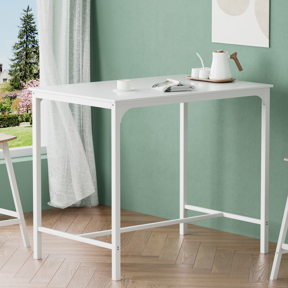 Artiss Bar Table Dining Desk High Kitchen Shelf Metal Legs Cafe Pub White-Furniture &gt; Dining-PEROZ Accessories