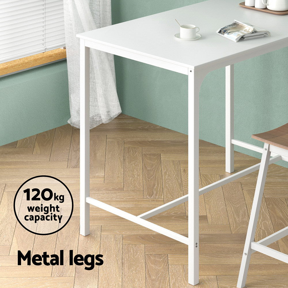 Artiss Bar Table Dining Desk High Kitchen Shelf Metal Legs Cafe Pub White-Furniture &gt; Dining-PEROZ Accessories