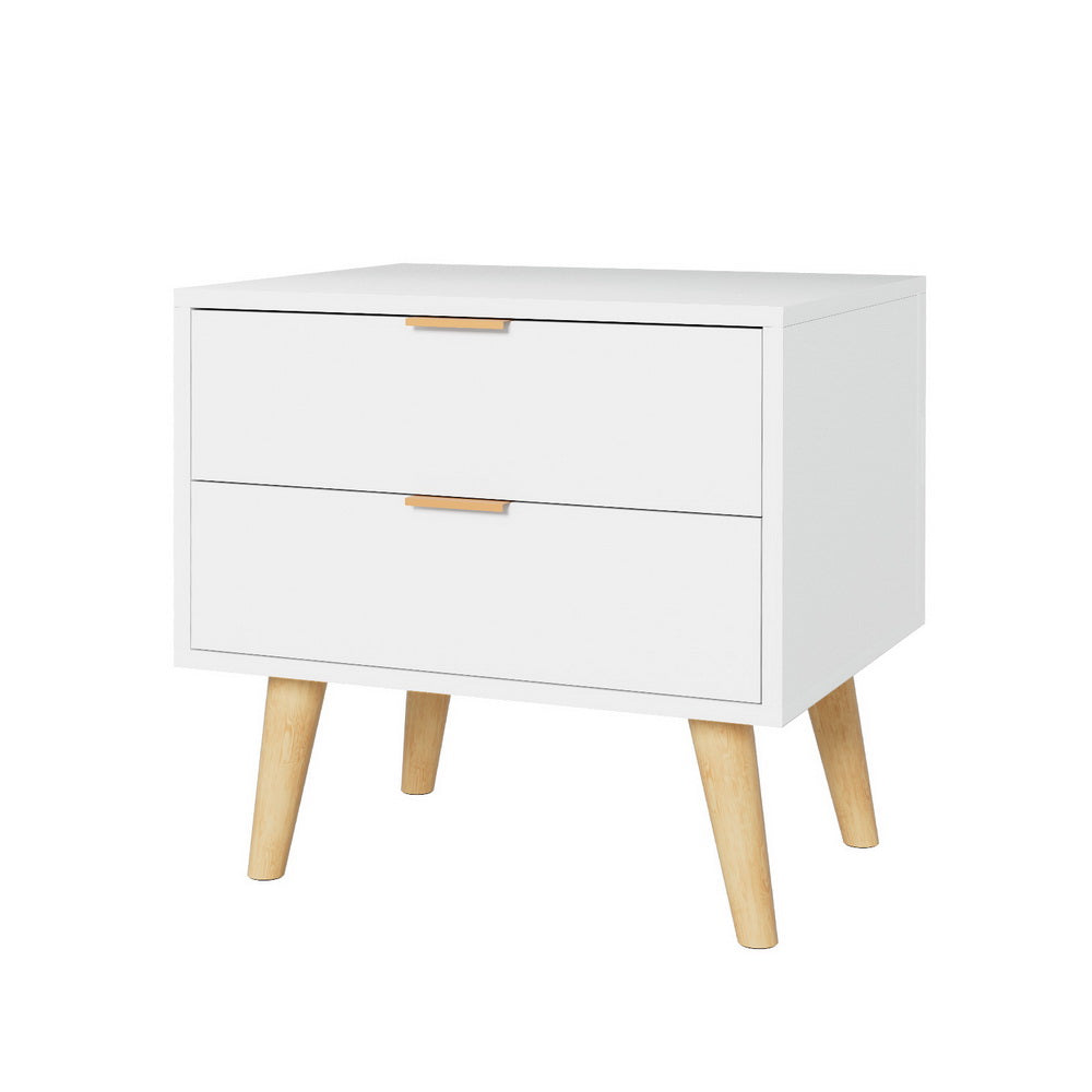 Artiss Bedside Table 2 Drawers - White-Furniture &gt; Bedroom &gt; Bedside Tables-PEROZ Accessories