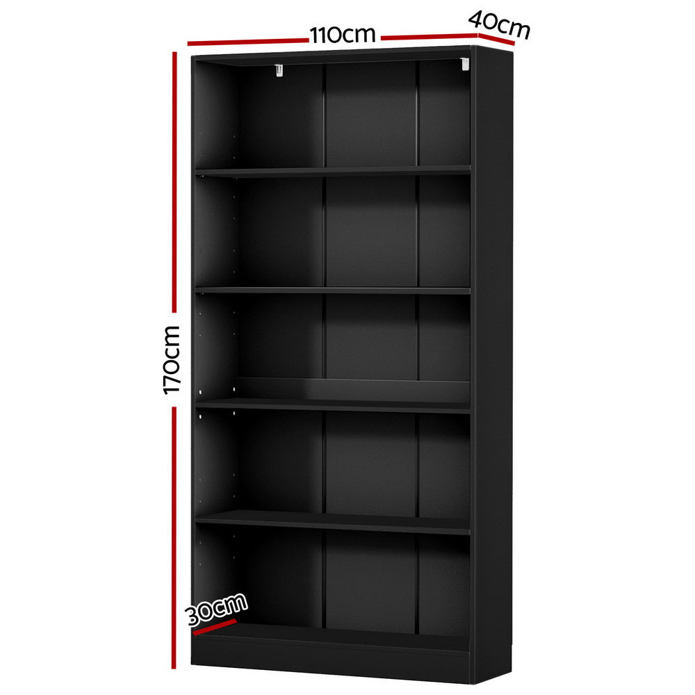 Artiss Bookshelf 5 Tiers ANTON Black-Furniture &gt; Bedroom-PEROZ Accessories