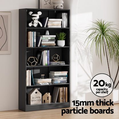 Artiss Bookshelf 5 Tiers ANTON Black-Furniture &gt; Bedroom-PEROZ Accessories