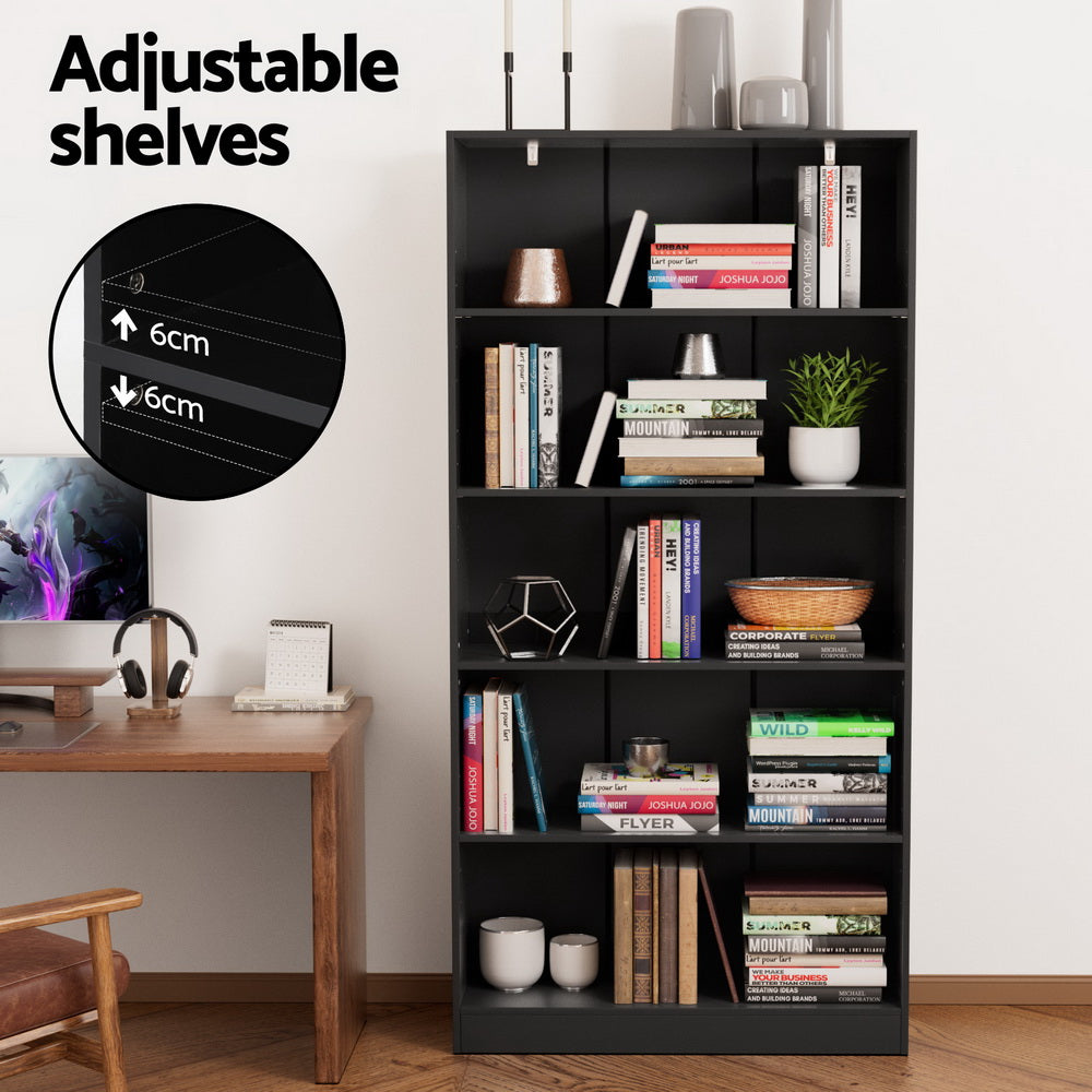 Artiss Bookshelf 5 Tiers ANTON Black-Furniture &gt; Bedroom-PEROZ Accessories