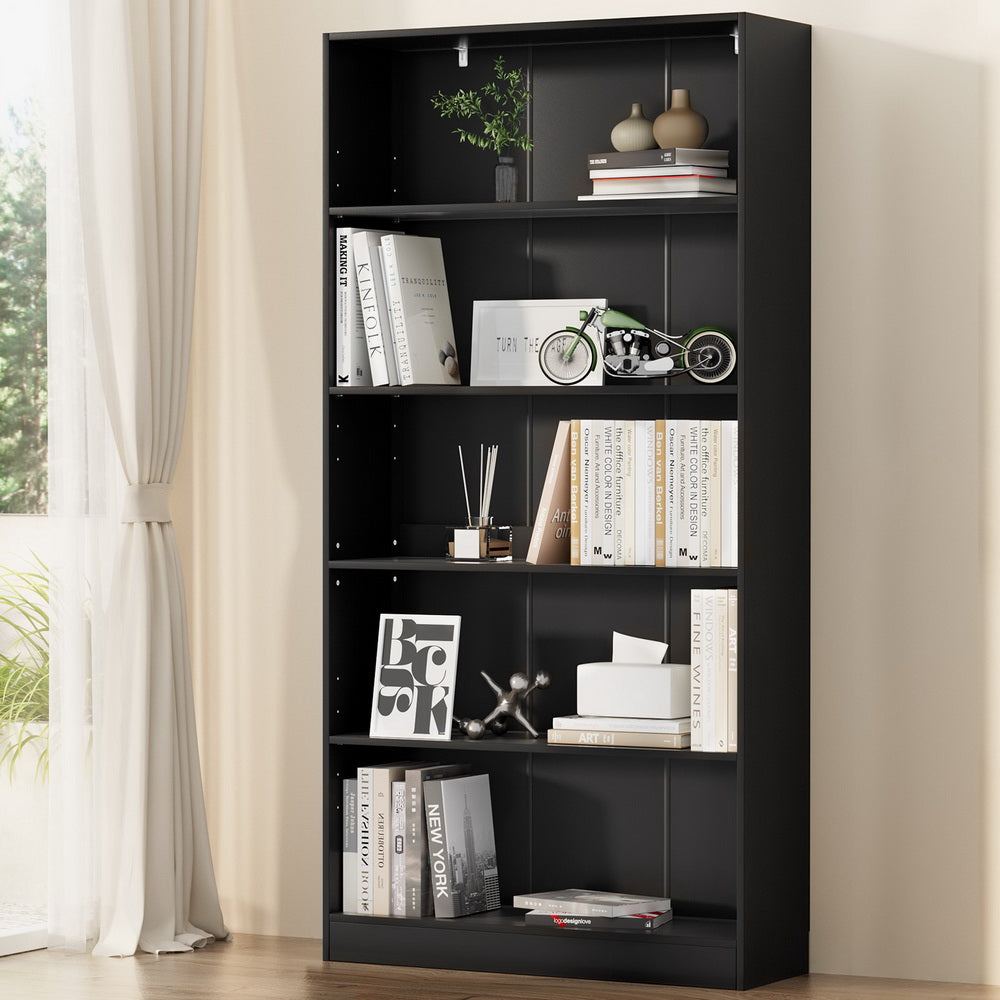 Artiss Bookshelf 5 Tiers ANTON Black-Furniture &gt; Bedroom-PEROZ Accessories