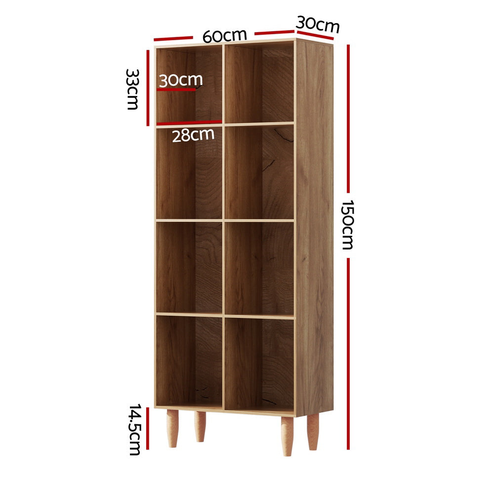 Artiss Bookshelf Bookcase 4 Tiers LEOR Walnut-Furniture &gt; Office-PEROZ Accessories