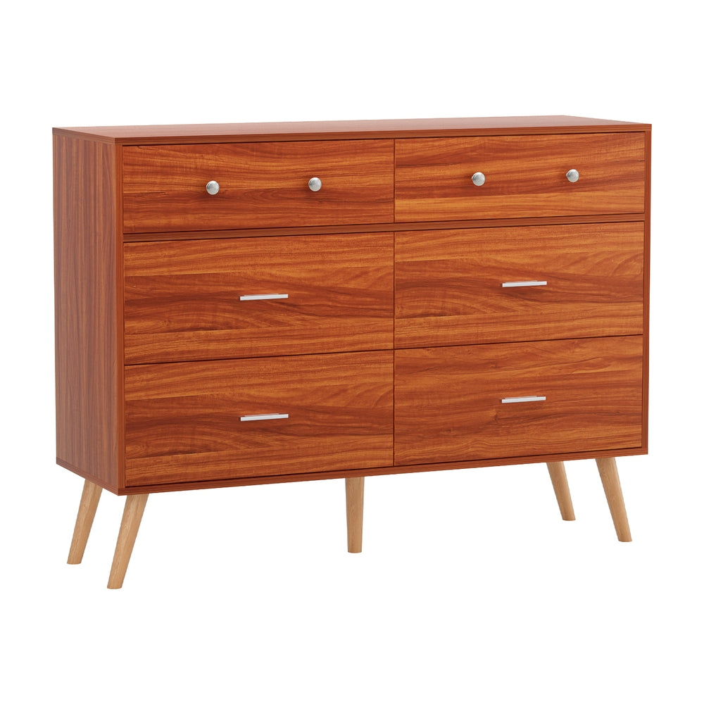 Artiss 6 Chest of Drawers Storage Cabinet Walnut-Furniture &gt; Bedroom &gt; Dressers-PEROZ Accessories