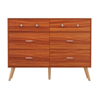 Artiss 6 Chest of Drawers Storage Cabinet Walnut-Furniture &gt; Bedroom &gt; Dressers-PEROZ Accessories