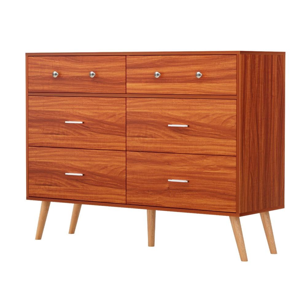 Artiss 6 Chest of Drawers Storage Cabinet Walnut-Furniture &gt; Bedroom &gt; Dressers-PEROZ Accessories