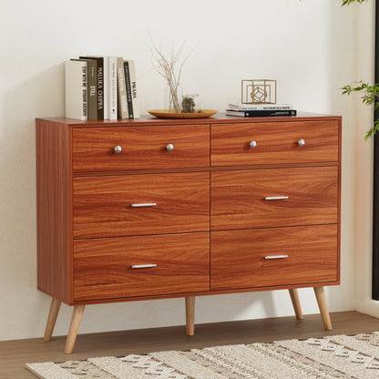 Artiss 6 Chest of Drawers Storage Cabinet Walnut-Furniture &gt; Bedroom &gt; Dressers-PEROZ Accessories